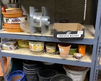 Metal Shelving and Planters