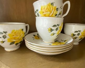 Duchess Yellow Rose Teacups and Saucers