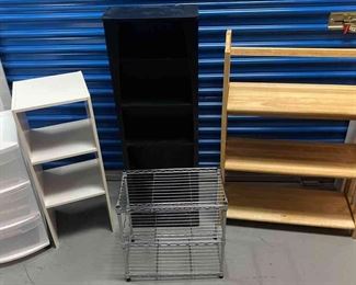 Assorted Storage Shelves Bookshelves, Plastic Storage, Wooden