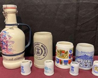 German Liter Beer Stein And Stoneware Steins