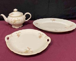 Hutschenreuther Pink Floral Tea Pot Platters