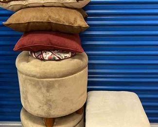 Plush Ottoman Set With Stool Pillows