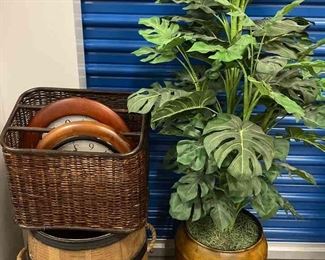 Rustic Home Decor Planter, Clocks, More