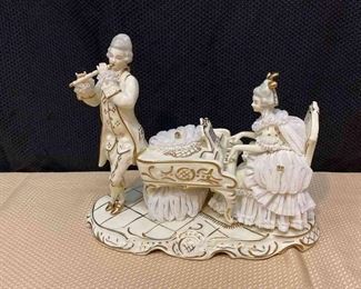 Vintage Dresden Piano Lace Music Porcelain