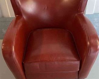 World Market Red Leather leatherlike Armchair