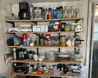 Coffee Maker, Crock Pots, Kitchenware,  Glass covered Cake Plate…