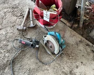 Various tools and fencing supplies