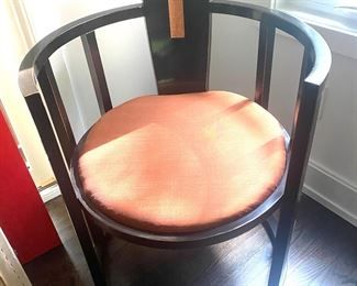 Pair half-moon arm chairs after Hoffman