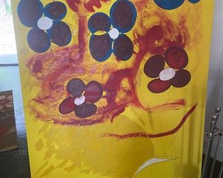 Large abstract canvas signed 