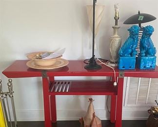 Roche Bobois red lacquer altar table