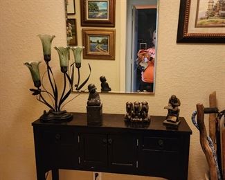 Ebony Entry Table - Bronzes - Wall Mirror