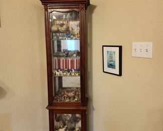 Narrow Display Cabinet in Mahogany 