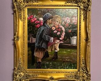 Oil Painting by Jean Stephens Solid Wood Gold Gilded Ornate frame. 