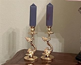 Baldwin Brass Dolphin Candlesticks