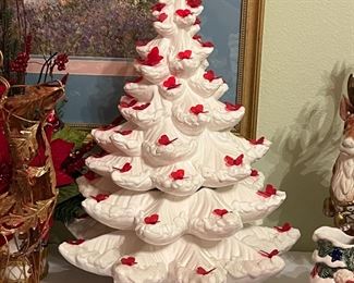 Atlantic Mold Three piece Ceramic Tree with RED Butterflies