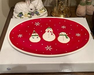Hallmark Snowman Platter with original box