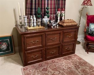 LARGE OAK six drawer file cabinet