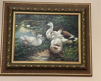 Framed Jean Stephens OIL Painting  ~ DUCKS ~