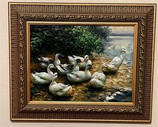 Framed Jean Stephens Oil Painting  ~ DUCKS ~