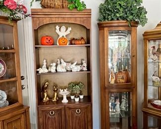 Bookcase and Corner Curio Cabinet