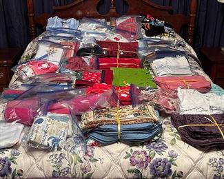 Placemats and napkins, fabric, kitchen linens, aprons 