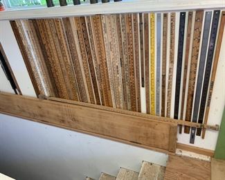Wall of Vintage Wood Rulers-Wood and Metal