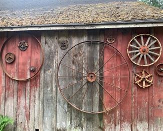 Vintage Iron Wheels Rustic Yard Art