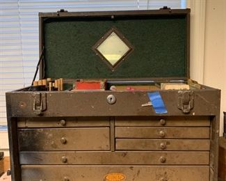 1930s Dunlap Machinist Tool Chest w/ Tap and Die Tools