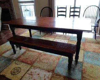FarmHouse Table with Bench/Made of Reclaimed Wood