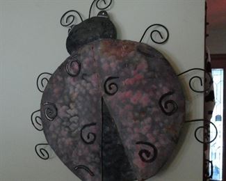 Large Metal Lady Bug Art