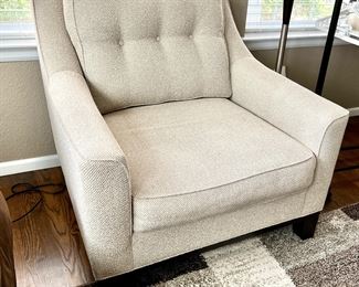 Off White Armchair Button Back Accents