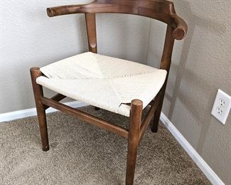 Wood Contemporary Chair with Rush Wicker Seat