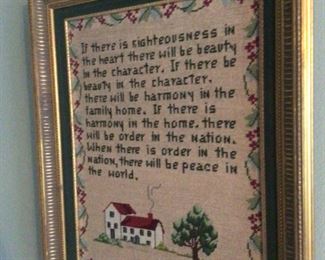 Vintage framed needlepoint