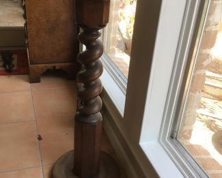 carved barley twist marble top plant or candle stand
