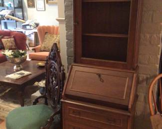 Adorable drop leaf desk and slipper chair