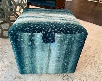 Now $490.00 - Was $700.00                                                             Pr.  Baker square upholstered  stools                                                      21"h x 21"w x 18"d (small tear to one handle tab)