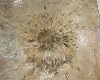 Now $665.00 - Was $950.00 Encaustic painting with inset quartz crystal pieces                60"h x 36"w