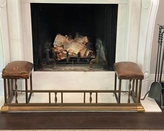 Now $525.00 - Was $750.00 Antique brass fender with leather seats  16"h x 52"w x 14"d  wear the leather seats