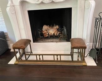 Now $525.00 - Was $750.00 Antique brass fender with leather seats  16"h x 52"w x 14"d  wear the leather seats