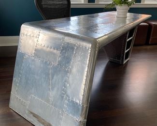 Now $685.00 - Was $975.00 Restoration Hardware  stainless aviator wing desk  30"h x 70" long x 35"d