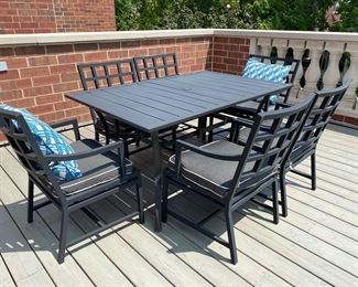  Mixed set aluminum patio dining table & 6 chairs  table:28"h x 59" long x 38"w