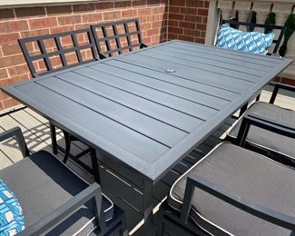  Mixed set aluminum patio dining table & 6 chairs  table:28"h x 59" long x 38"w