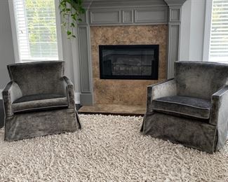 Pr. A. Rudin custom swivel armchairs     32"h x 31"w x 35"d