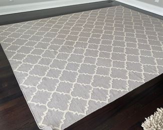 Now $455.00 - Was $650.00 Grey & white lattice flatweave rug  9' x 12'