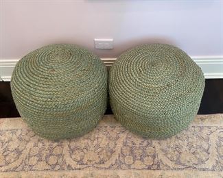 Now $140.00 - Was $200.00 Set of 3 braided jute poufs 16"h x 17.5 diameter 