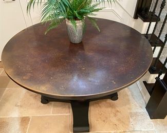 Now $420.00 - Was $600.00 Crate and Barrel "Collina" copper top dining table 30"h x 46" diameter 