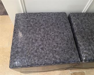 Now $315.00 - Was $450.00 pair custom patent alligator stools   - 2 pair available   20" square