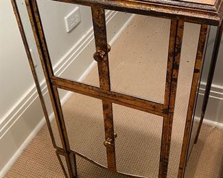 Now $262.00 - Was $375.00 Pair mirrored night stands shown with red glass table lamp  30"h x 18"w x 16"d