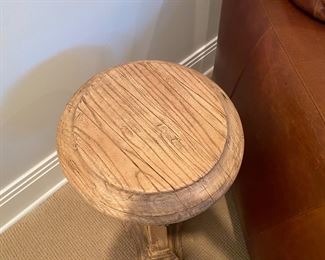 Now $315.00 - Was $450.00 Pr. Restoration Hardware 18th c. Lion's Head side tables  25"h x 17" diameter *splits on one top