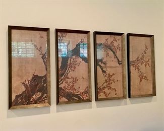  Quadriptych print of cherry tree branch         13 1/2”W X 27 3/4”H